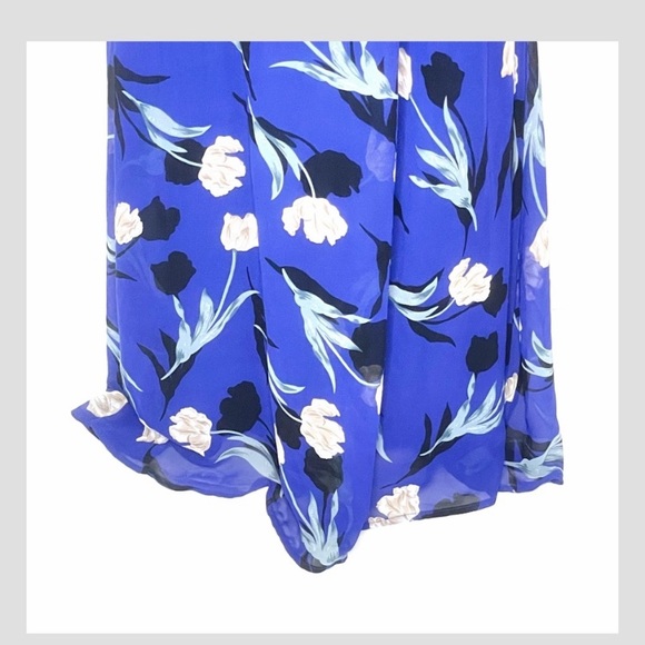 Lulus All I Need Royal Blue Floral Print Lace Up Tie Back Halter Top Maxi Dress - Picture 5 of 5